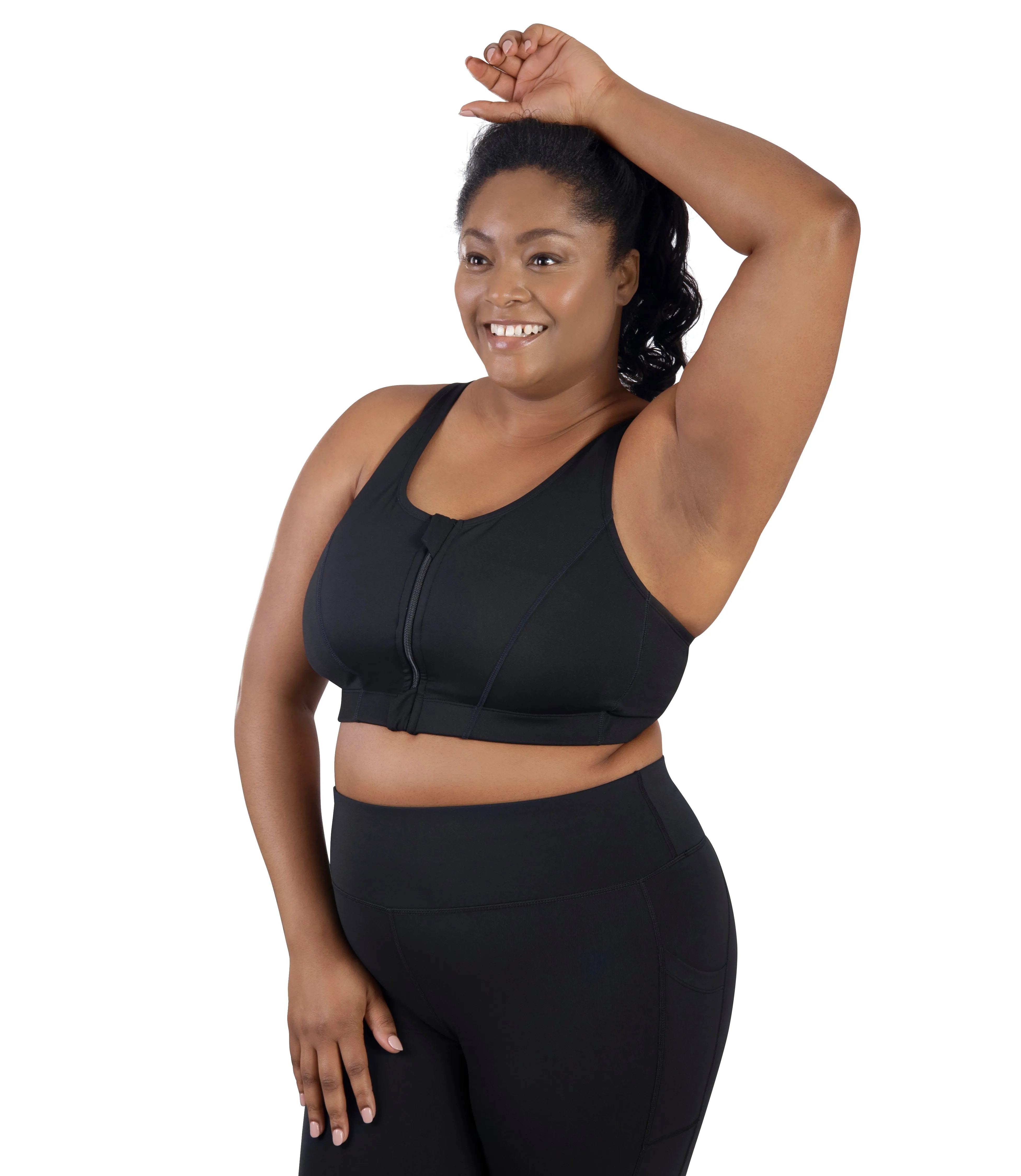Comfort Support Zip Front Plus Size Sports Bra