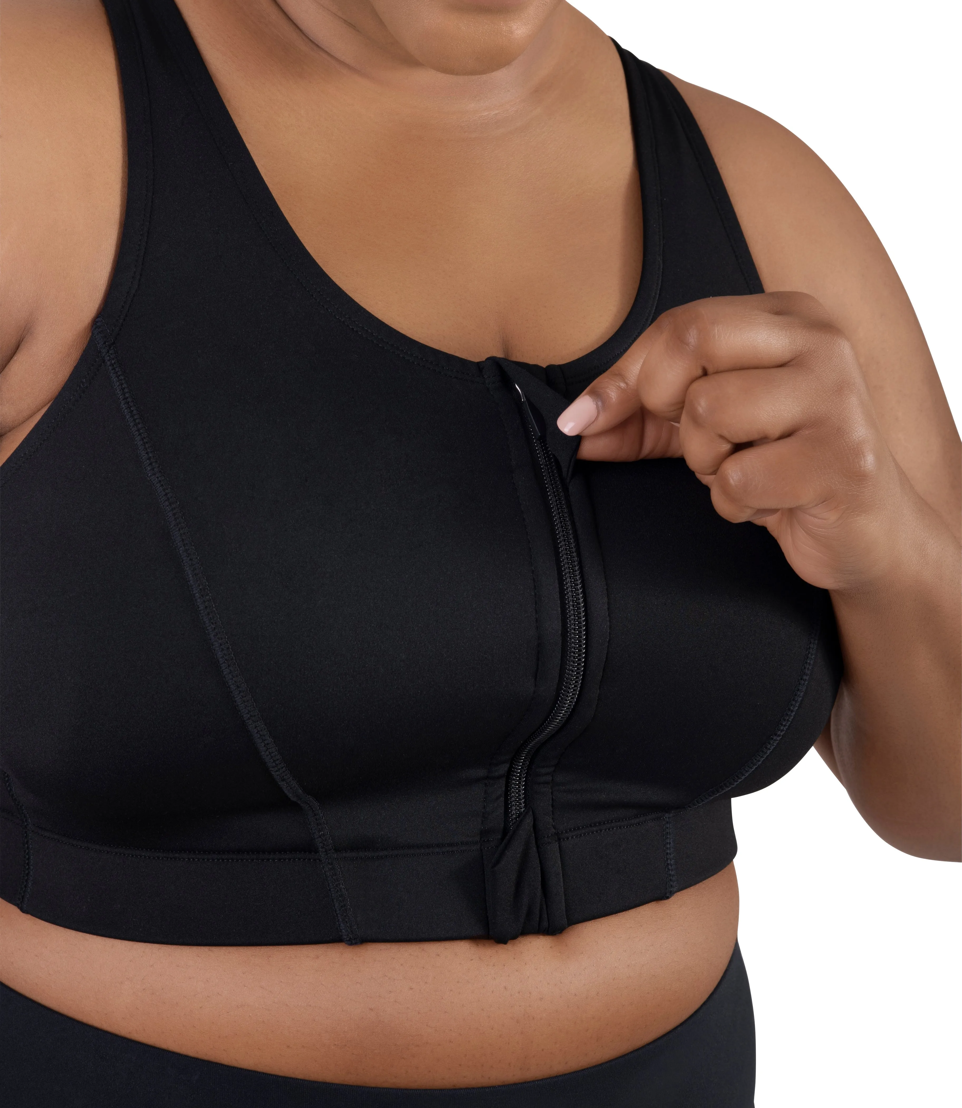 Comfort Support Zip Front Plus Size Sports Bra