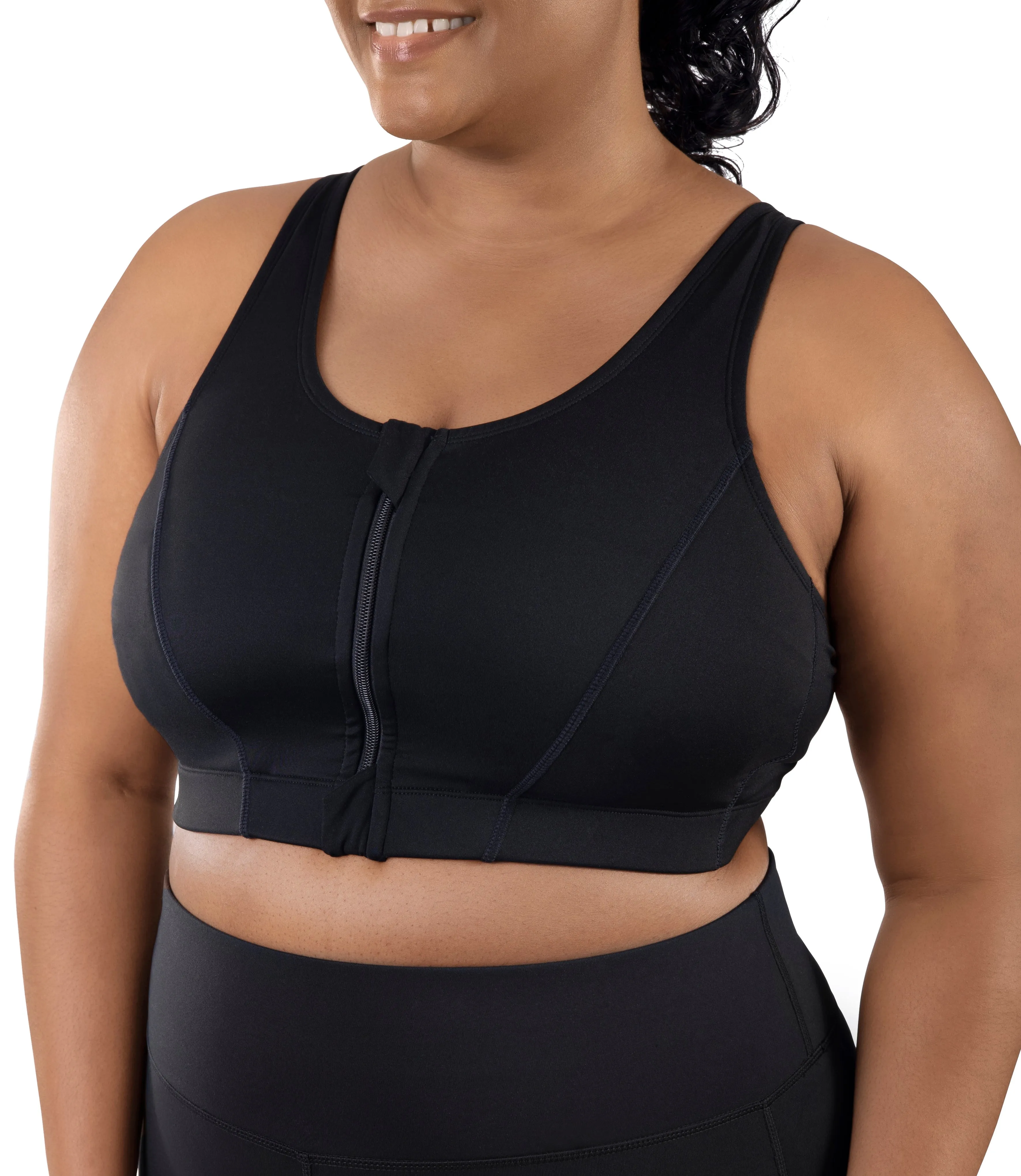 Comfort Support Zip Front Plus Size Sports Bra
