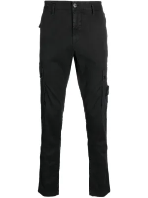 COMPASS-MOTIF COTTON TAPERED TROUSERS
