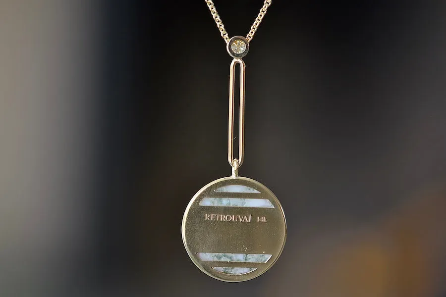 Compass Pendant in Green Agate and Tanzanite