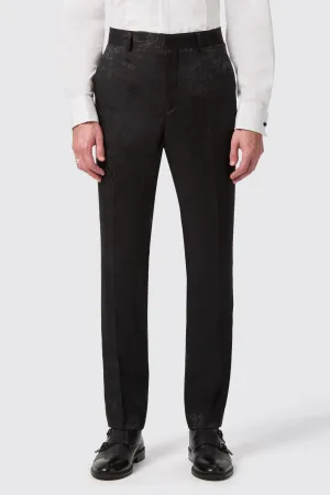 Compt Slim Fit Black Floral Jacquard Trousers