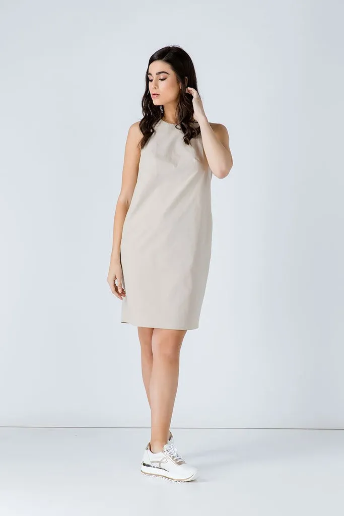 CONQUISTA FASHION - Original Sand Colour Cotton Sack Dress