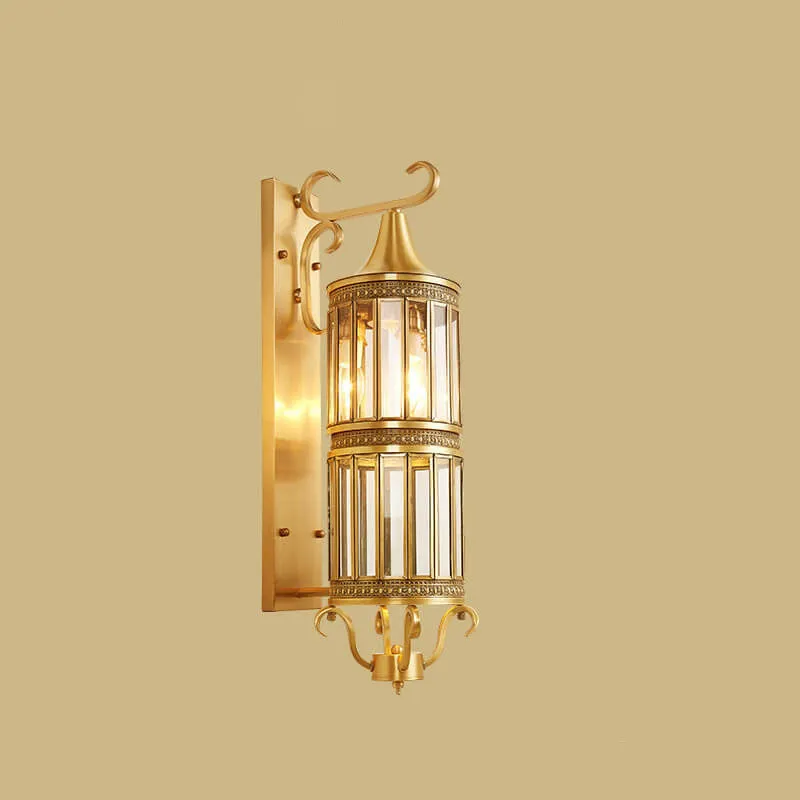 Contemporary Luxury Copper Glass Tubular Shade 1/3-Light Wall Sconce Lamp For Living Room