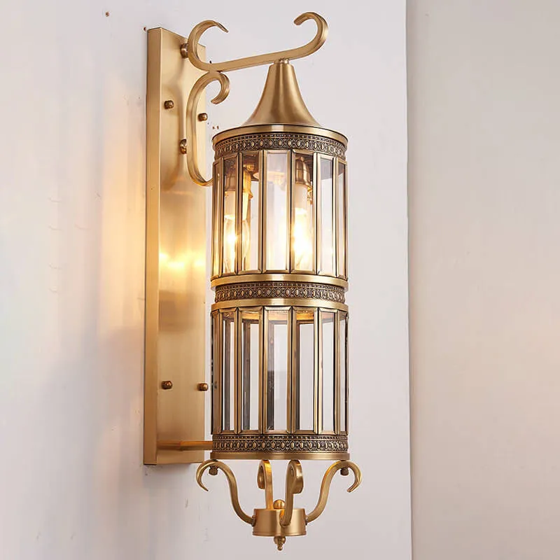 Contemporary Luxury Copper Glass Tubular Shade 1/3-Light Wall Sconce Lamp For Living Room
