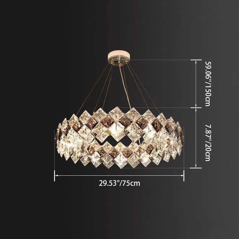 Contemporary Luxury Crystal Diamond Circle Plated Hardware 5/6/7/8/10/14 Light Chandelier For Living Room