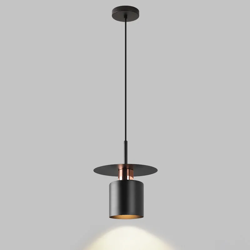 Contemporary Luxury Geometric Cylindrical Iron 1-Light Pendant Light For Bedroom