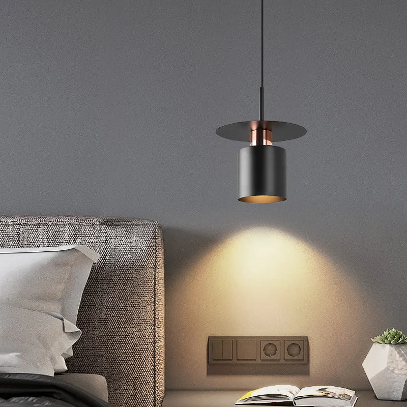 Contemporary Luxury Geometric Cylindrical Iron 1-Light Pendant Light For Bedroom
