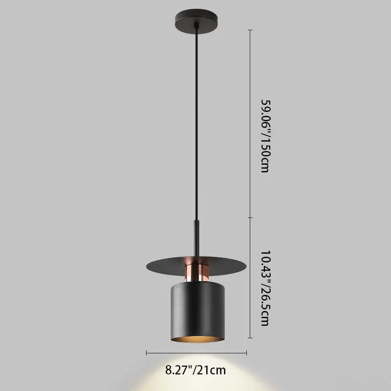 Contemporary Luxury Geometric Cylindrical Iron 1-Light Pendant Light For Bedroom