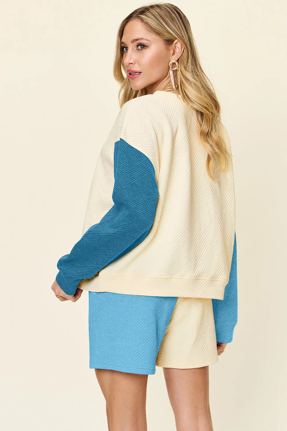 Contrast Drop Shoulder Top and Shorts Set