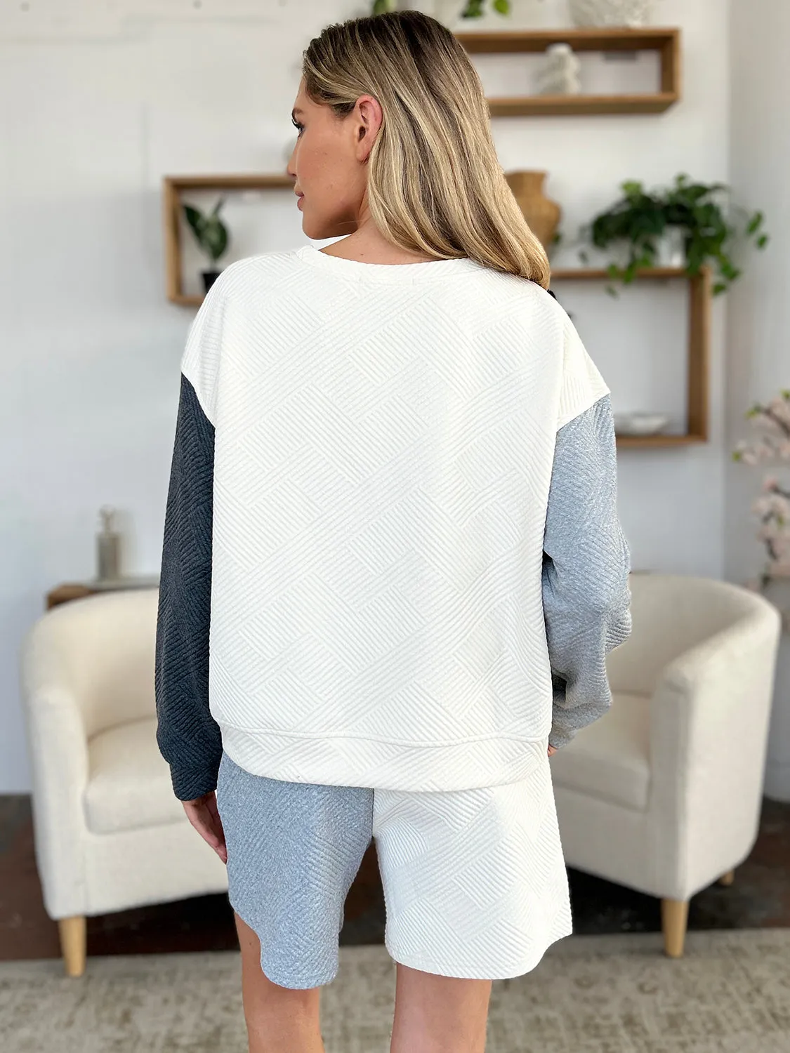Contrast Drop Shoulder Top and Shorts Set