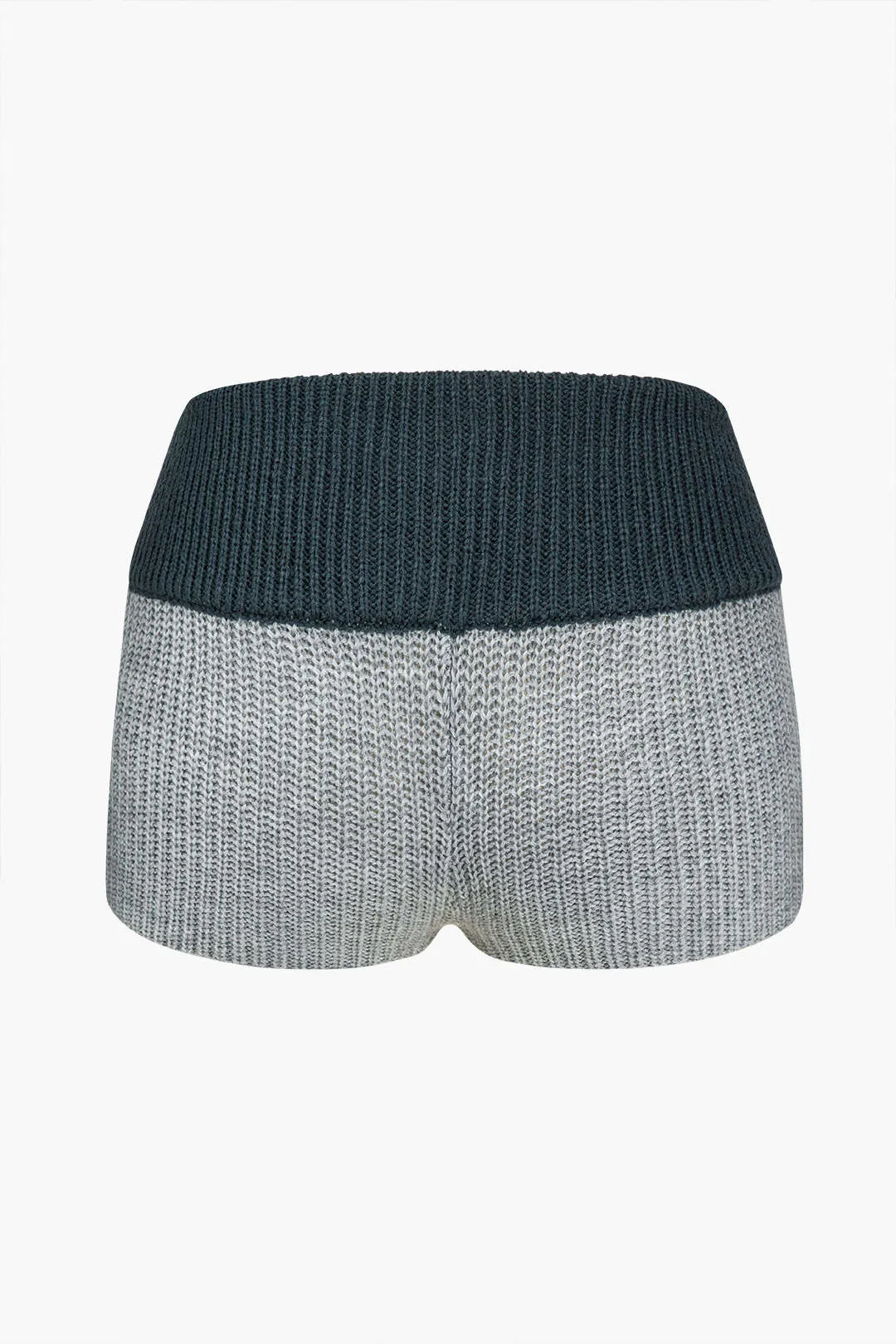Contrast Zip-Up Knit Sweater And Shorts Set