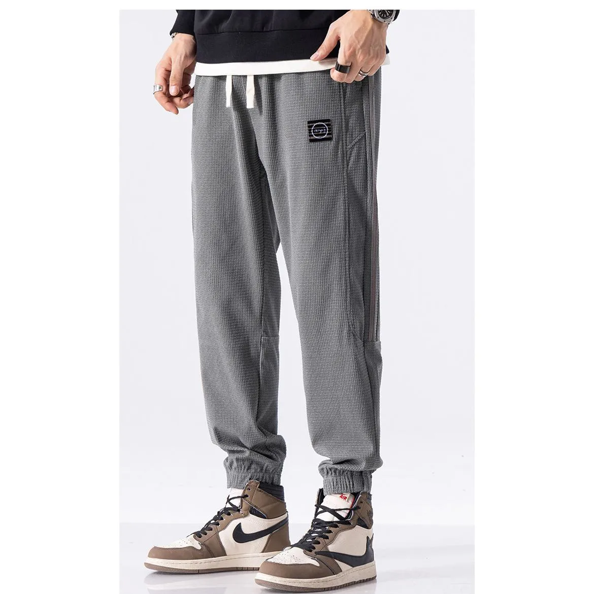 Corduroy Loose Fit Elasticity Elastic Waist Tapered Pants