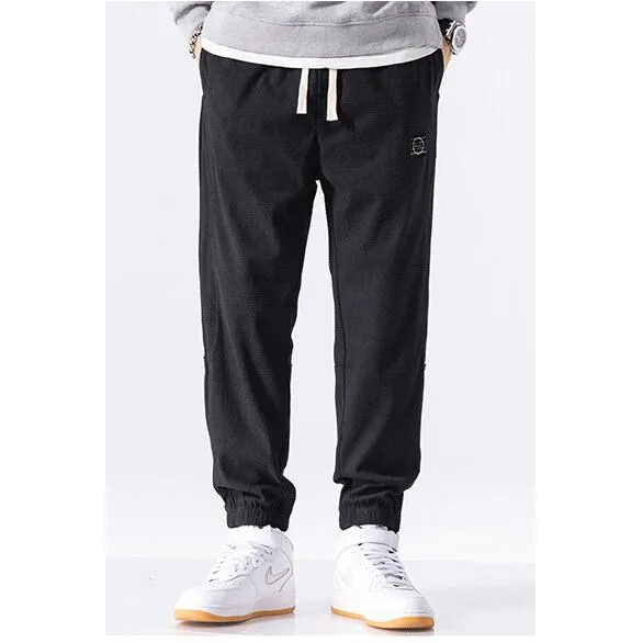 Corduroy Loose Fit Elasticity Elastic Waist Tapered Pants
