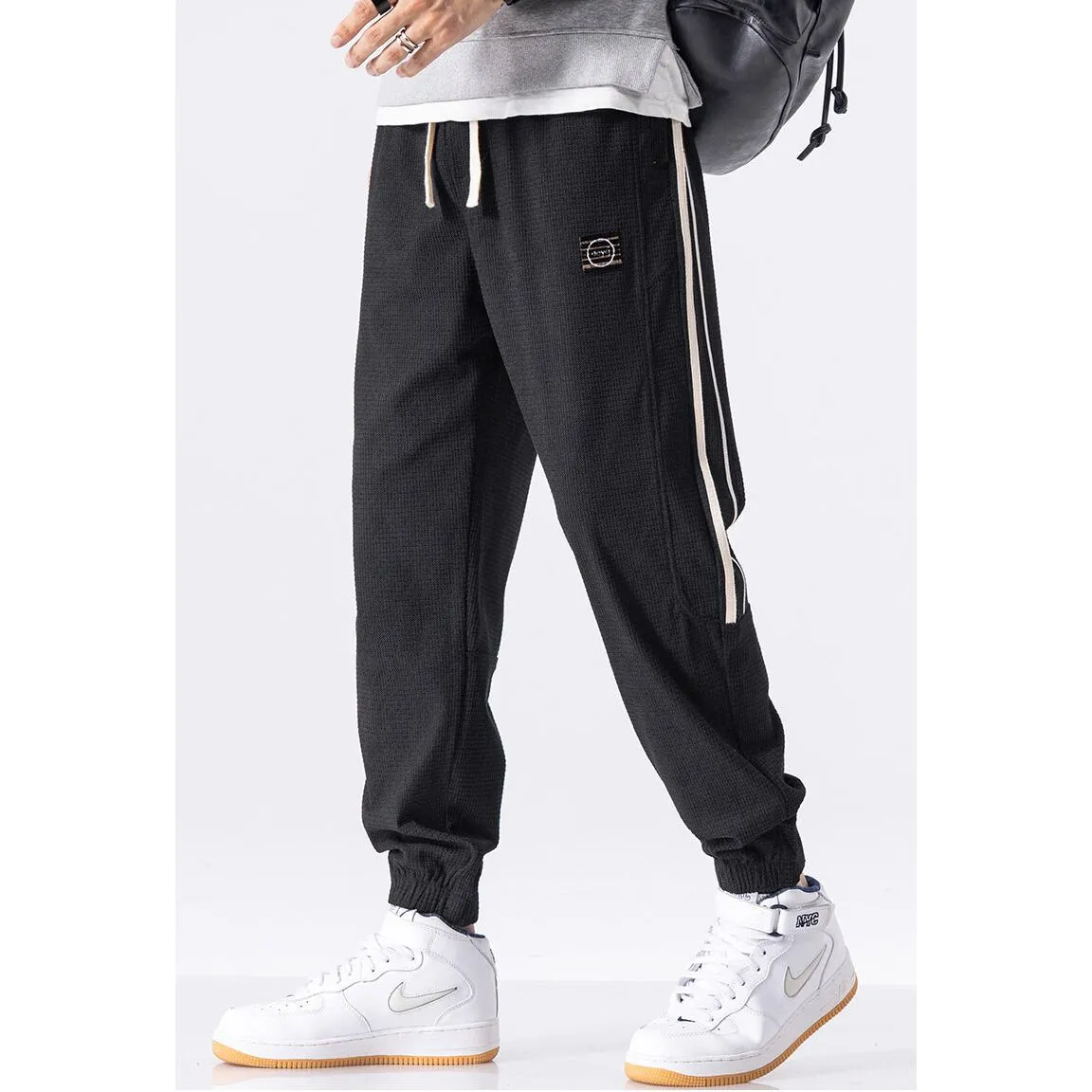 Corduroy Loose Fit Elasticity Elastic Waist Tapered Pants