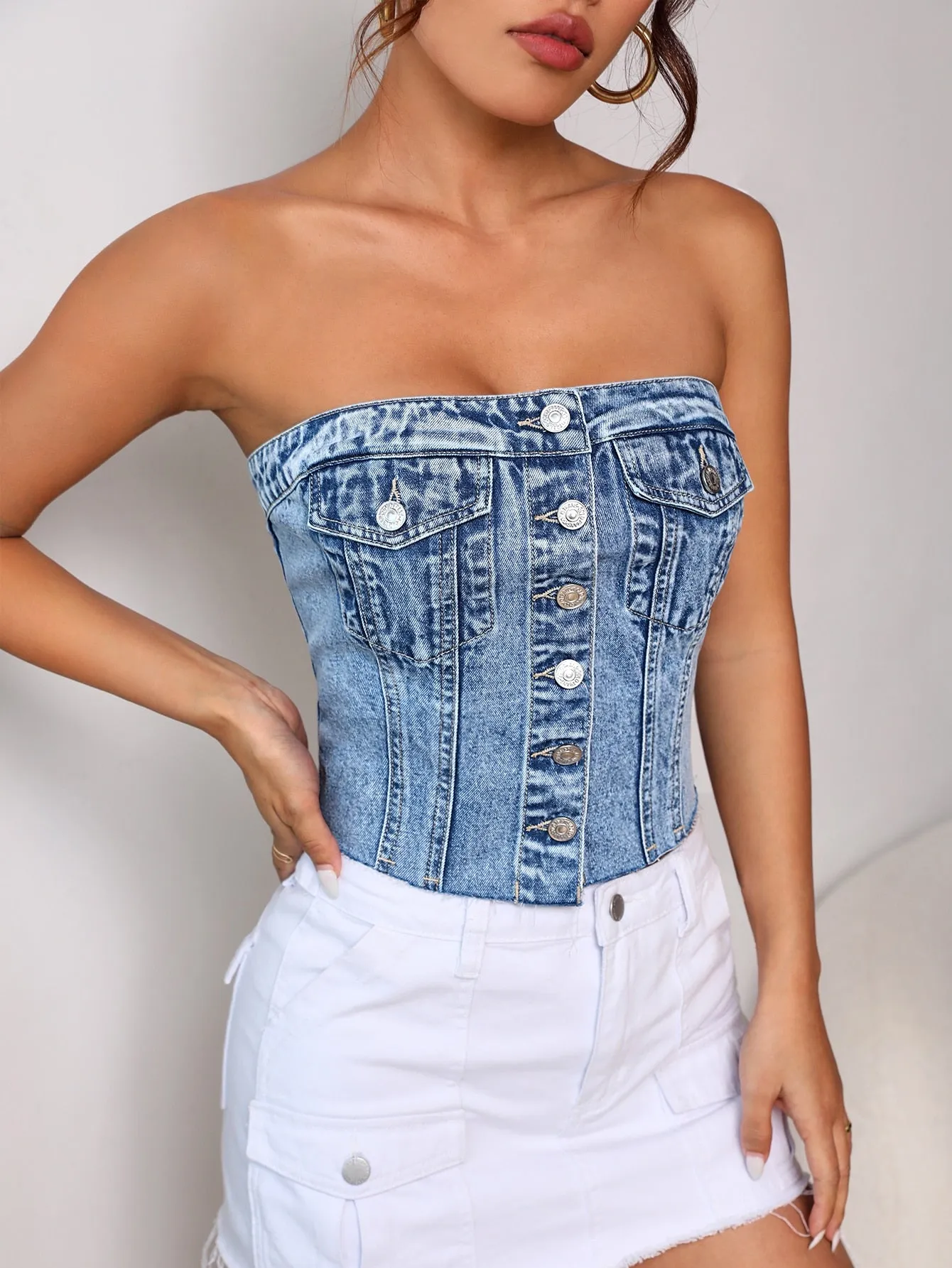 Cosmic Desert Denim Tube Top