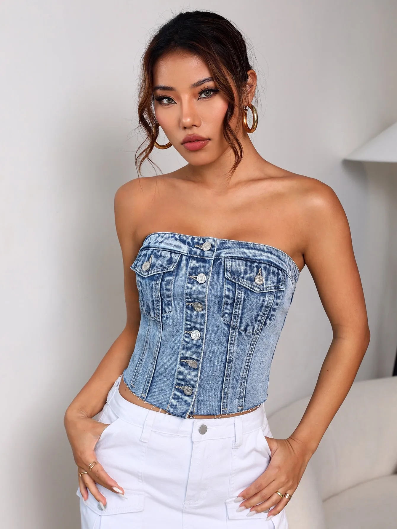 Cosmic Desert Denim Tube Top