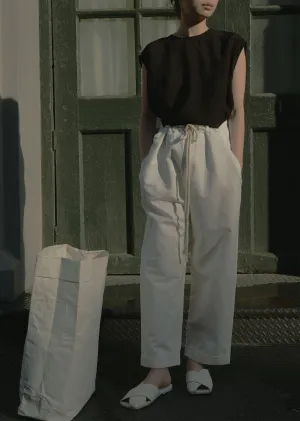 Cotton & Linen Satin Drawstring Pants