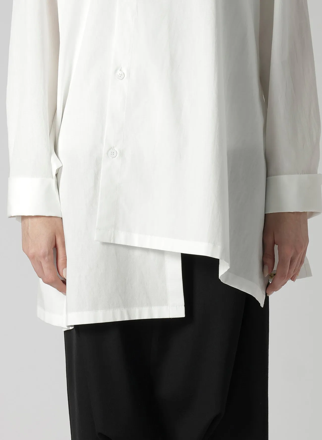 COTTON BROAD R-ASYMMETRIC FLARE BLOUSE