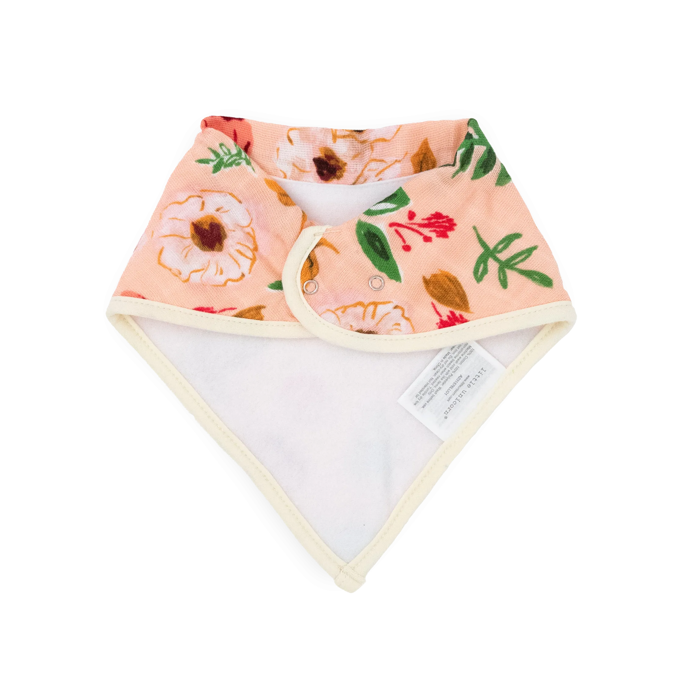 Cotton Muslin   Fleece Bandana Bib 4 Pack - Vintage Floral