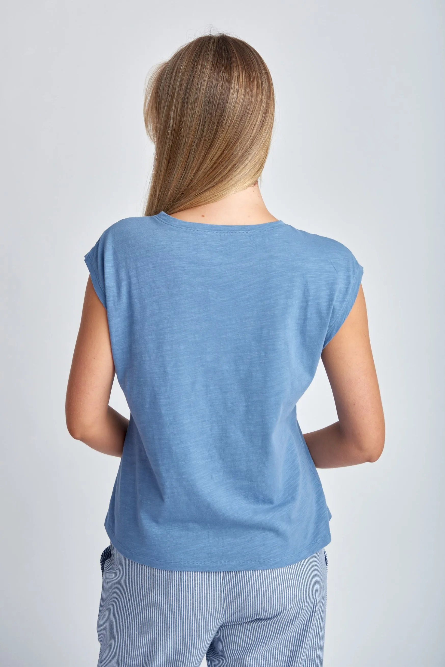 Cotton Sleeveless Tee Deep Blue