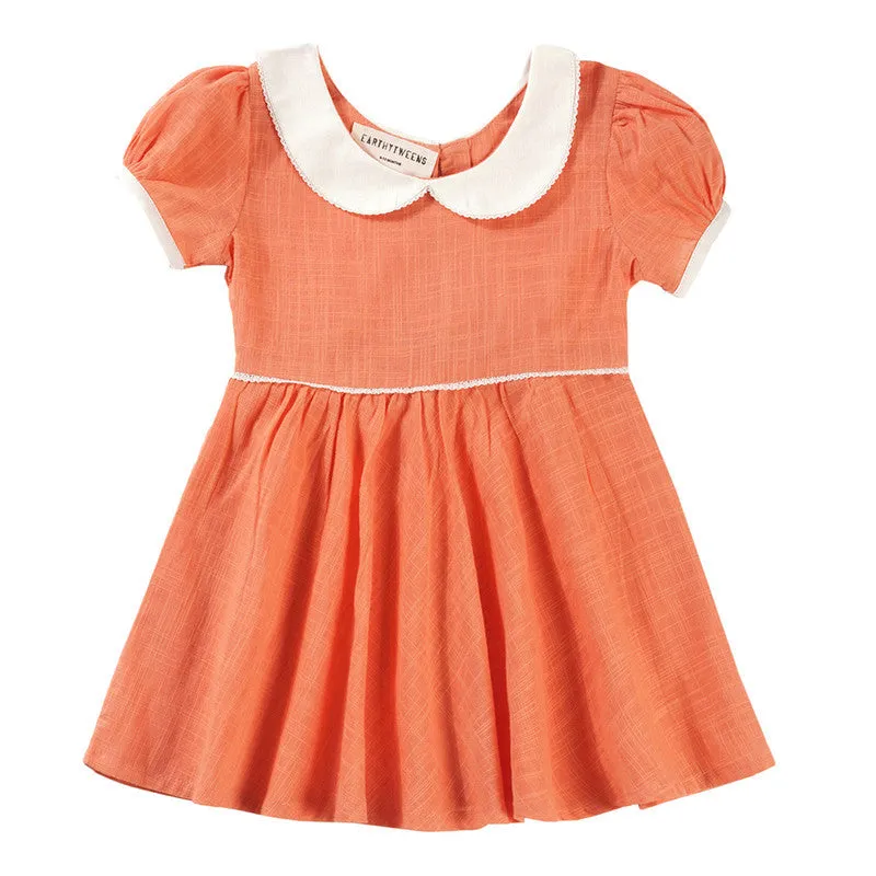 Cotton Tangarine Dress For Baby Girls | Pink
