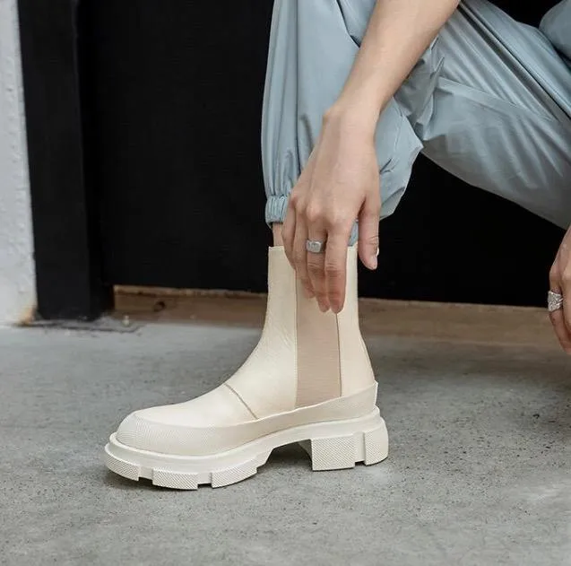 Cow Leather Chelsea Boots