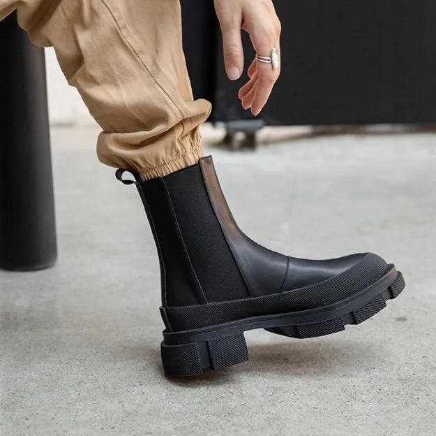 Cow Leather Chelsea Boots