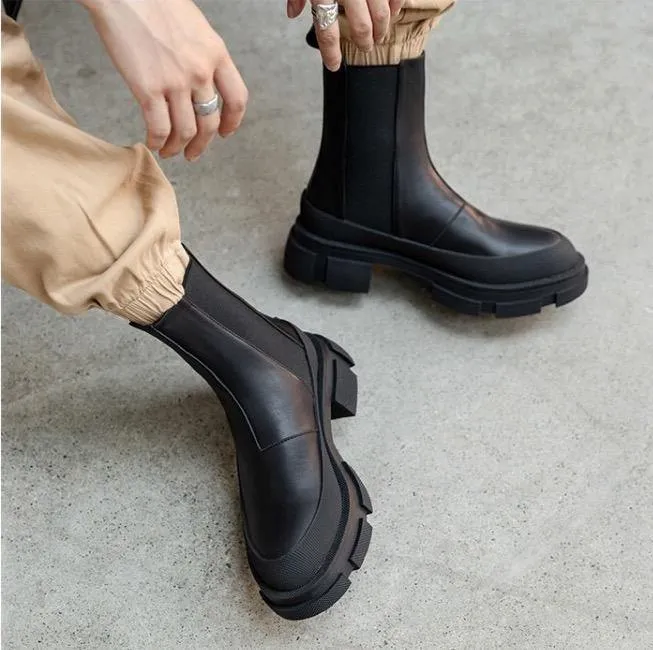 Cow Leather Chelsea Boots