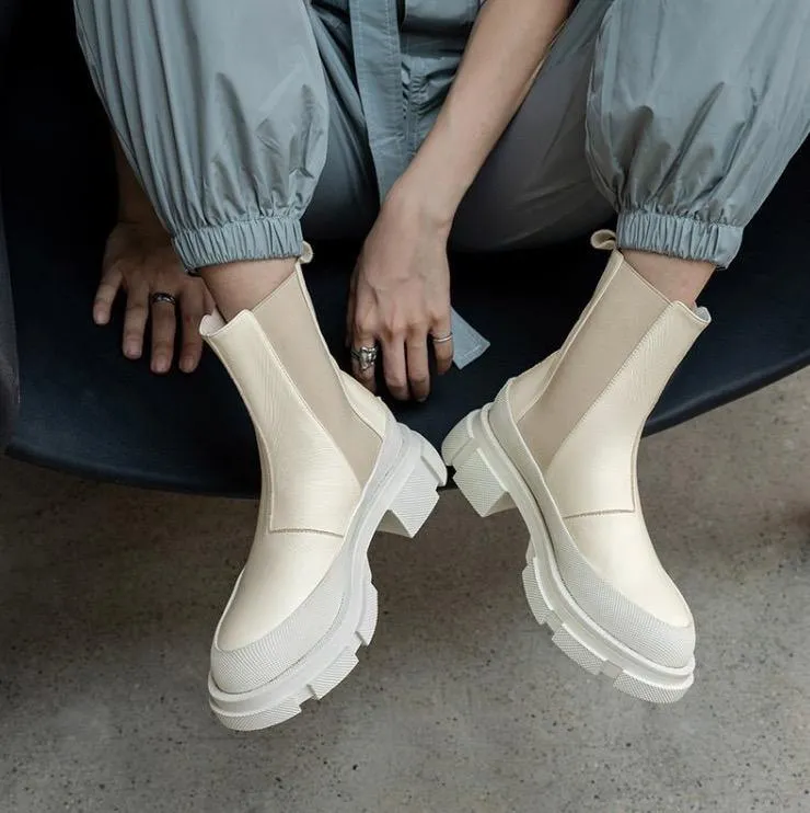 Cow Leather Chelsea Boots