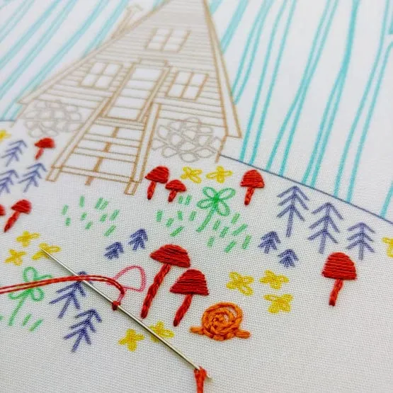 Cozy Cabin Embroidery Kit - Cozyblue Handmade