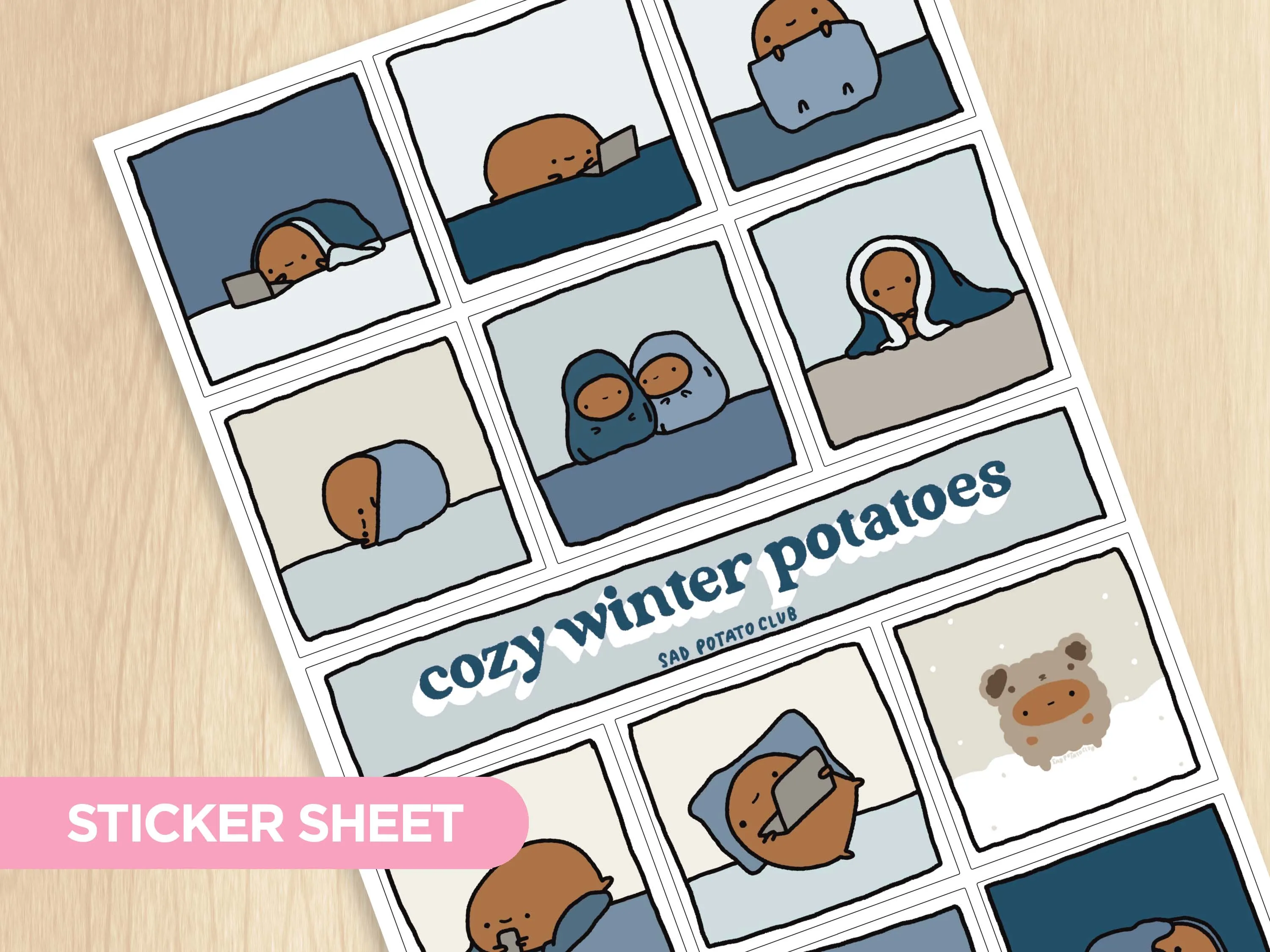 Cozy Winter Potatoes Sticker Sheet