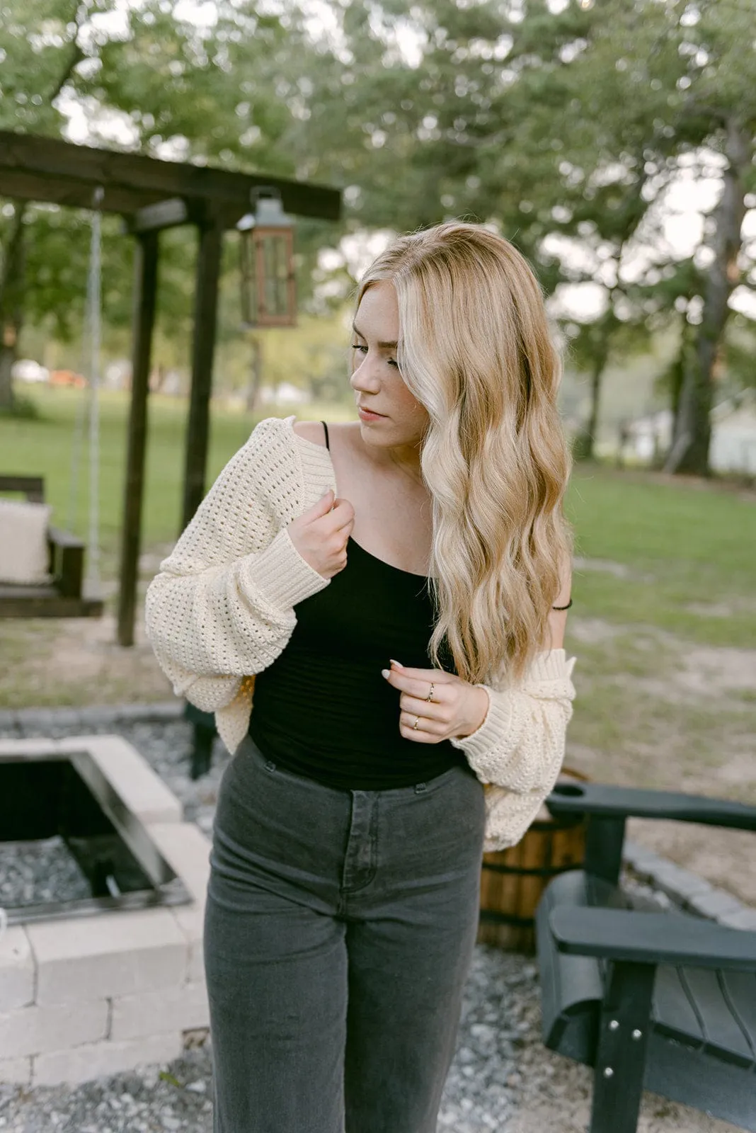 Cream Cropped Crochet Cardigan