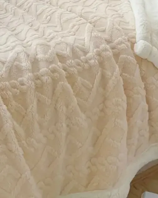 Cream Freya Fleece Blanket Throw