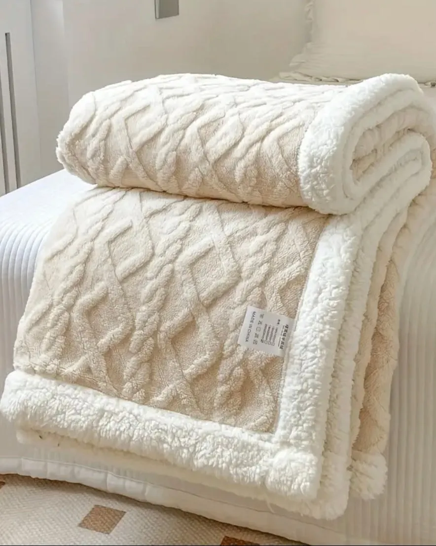 Cream Freya Fleece Blanket Throw