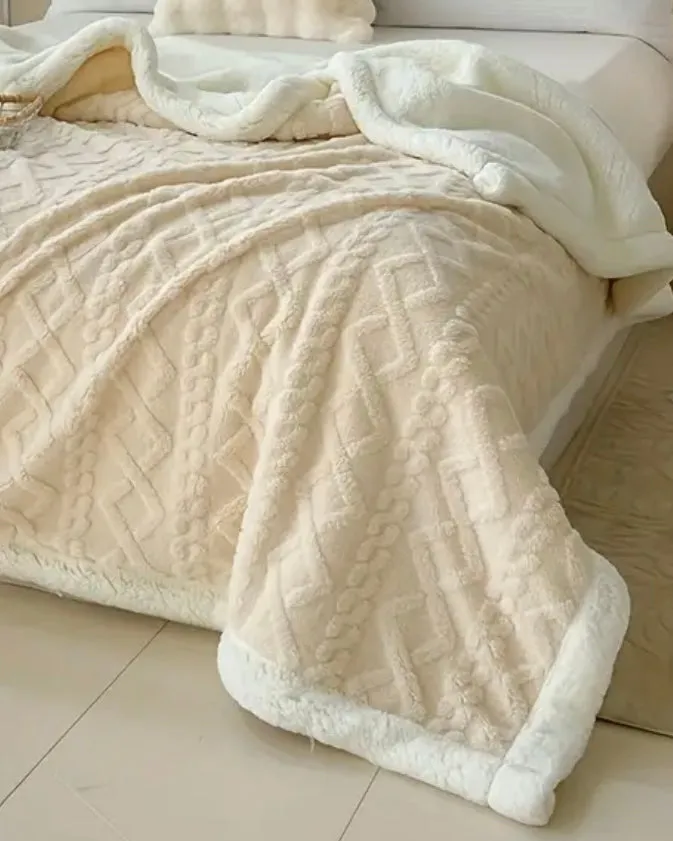 Cream Freya Fleece Blanket Throw