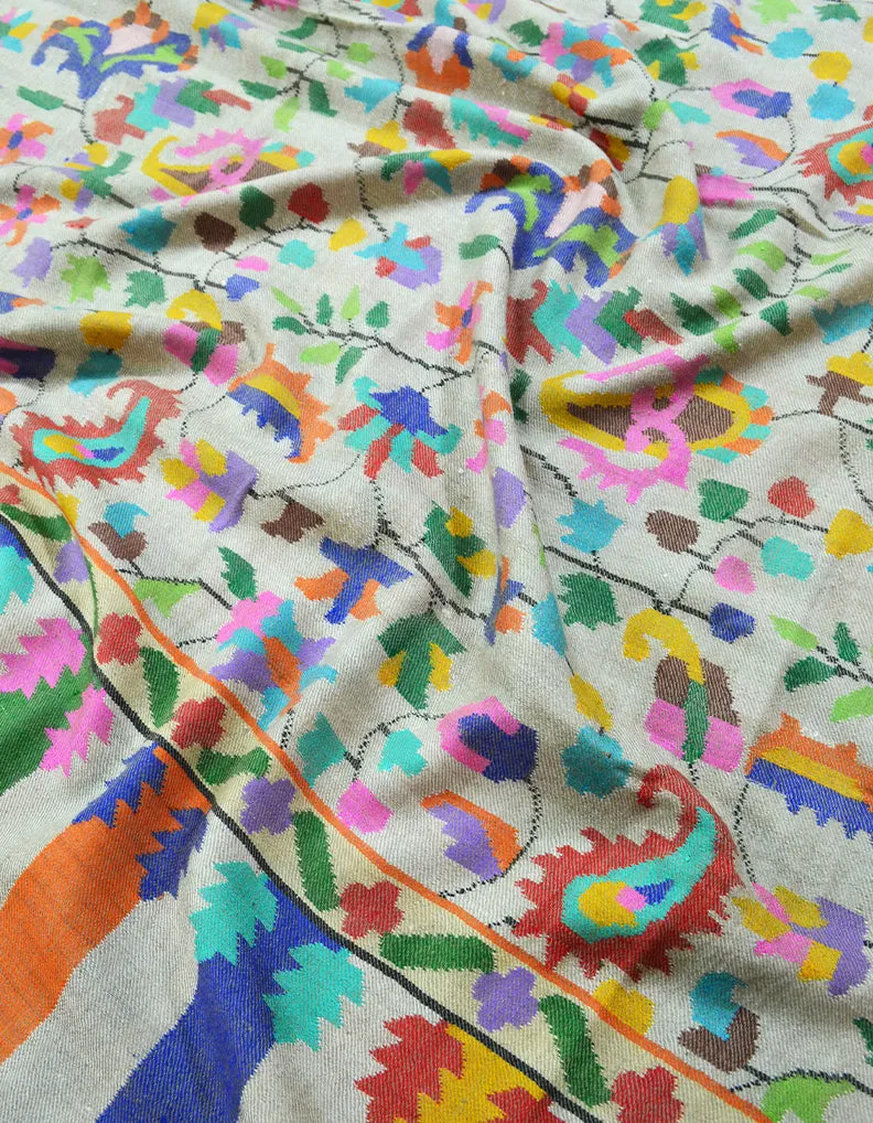 creamy white kani Gents Pashmina Shawl 7847