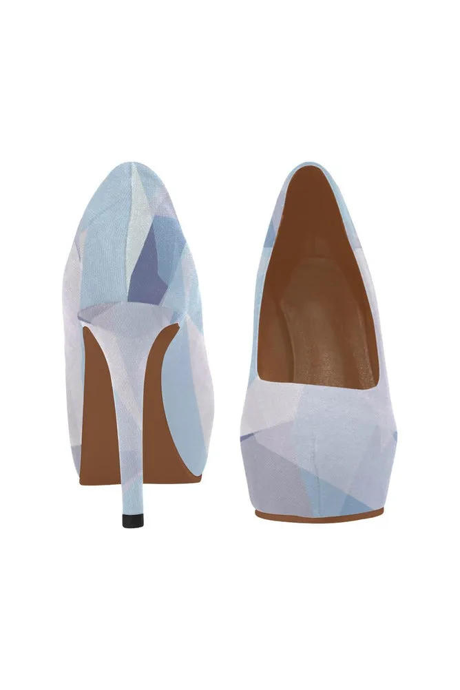 Crepe Pastel Blue Women's High Heels (Model 044)