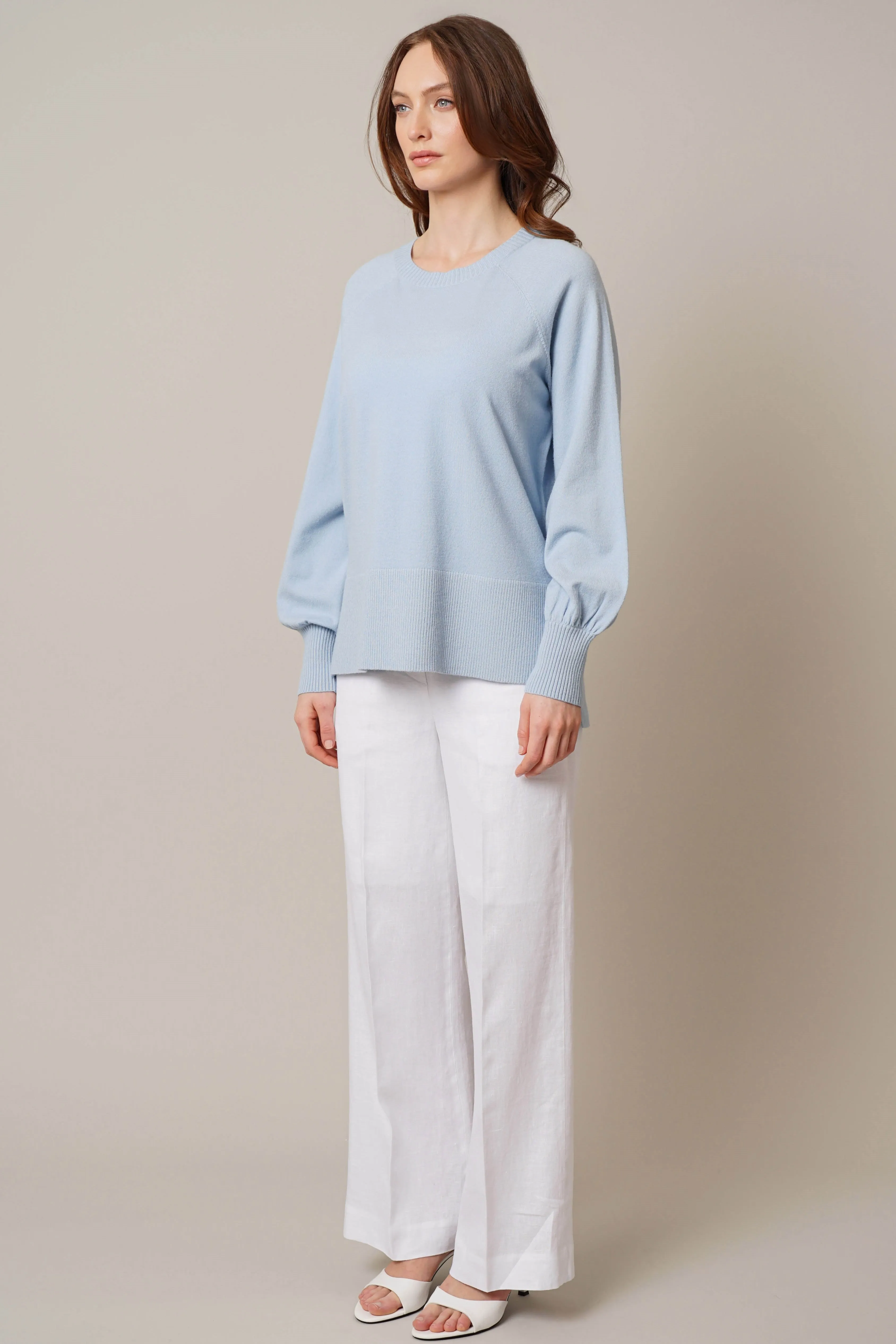 Crew Neck Pullover with Side Slit