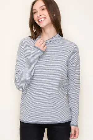 Crisp Lines Waffle Mock Neck Pullover