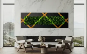 Crisscross Preserved Moss Wooden Wall Decor