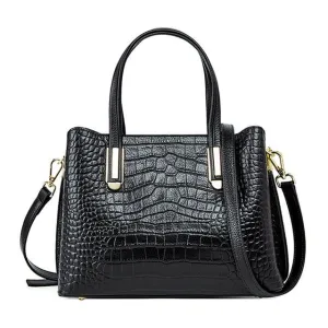 CrocLuxe Exotic Leather Zipper Top-handle Shoulder Bag