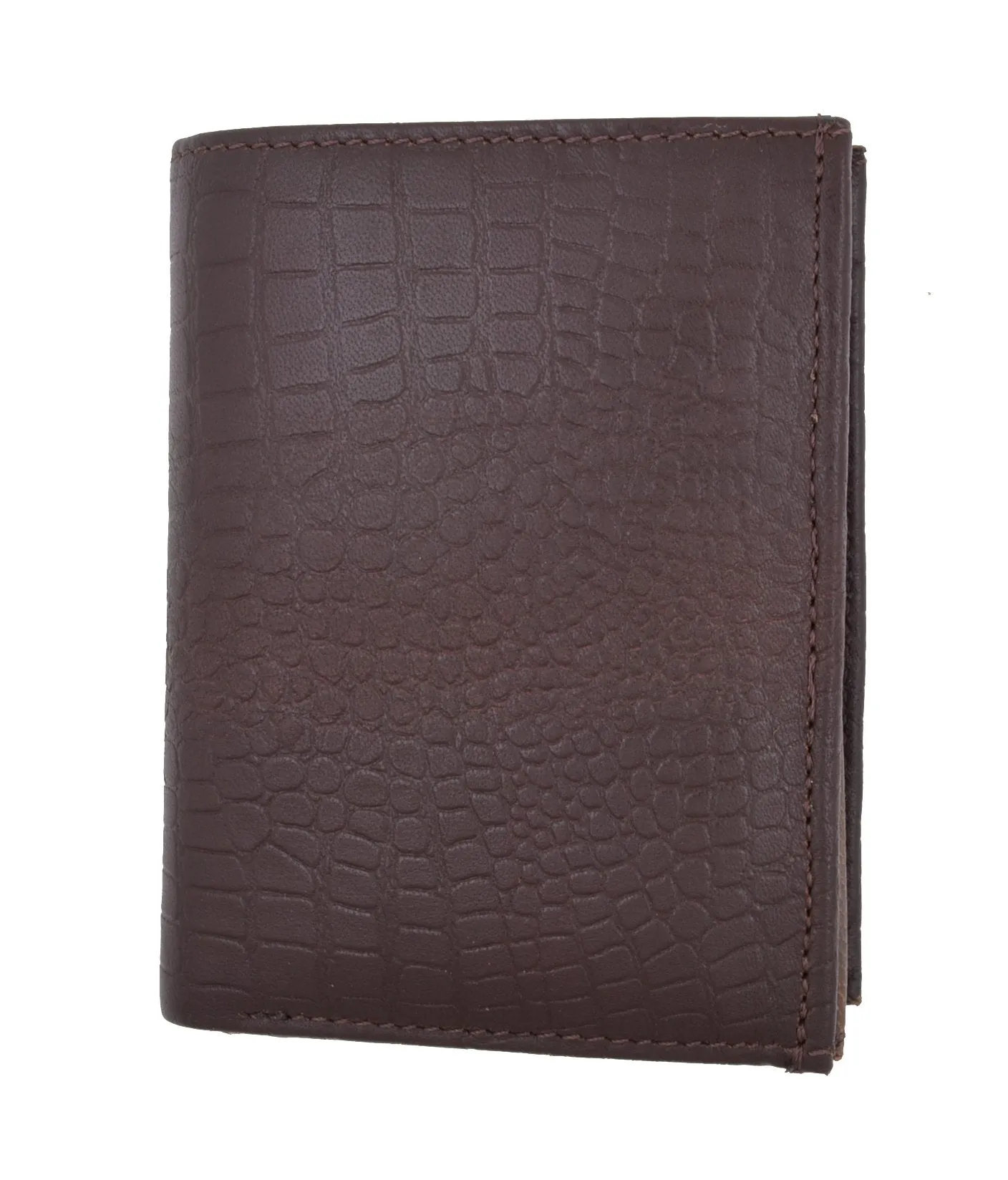 Crocodile Pattern RFID Blocking Premium Leather European Style Bifold Trifold Wallet with ID Window RFIDP518CR (C)