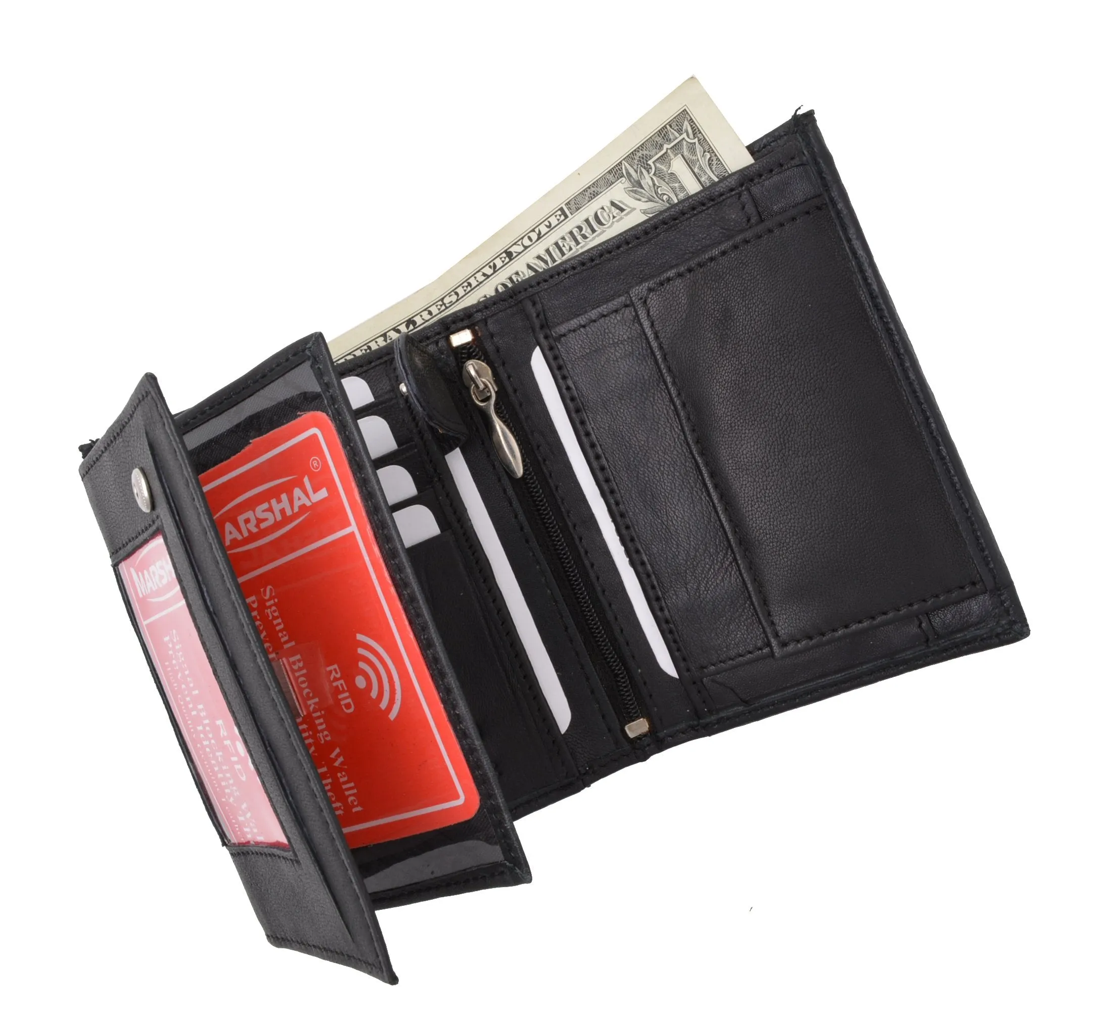 Crocodile Pattern RFID Blocking Premium Leather European Style Bifold Trifold Wallet with ID Window RFIDP518CR (C)