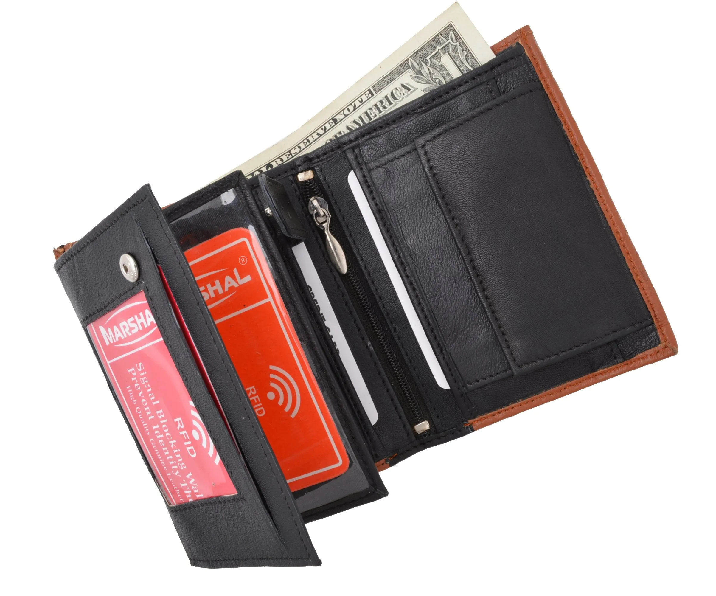 Crocodile Pattern RFID Blocking Premium Leather European Style Bifold Trifold Wallet with ID Window RFIDP518CR (C)