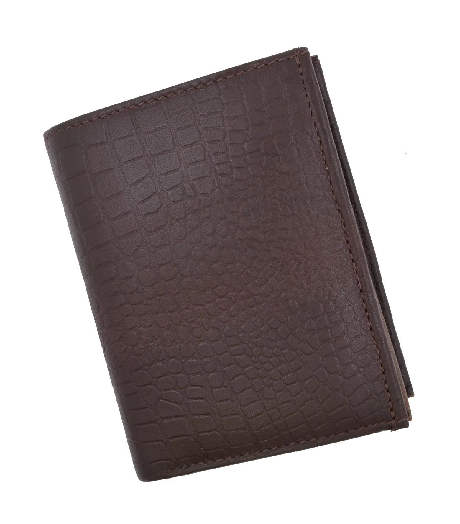 Crocodile Pattern RFID Blocking Premium Leather European Style Bifold Trifold Wallet with ID Window RFIDP518CR (C)