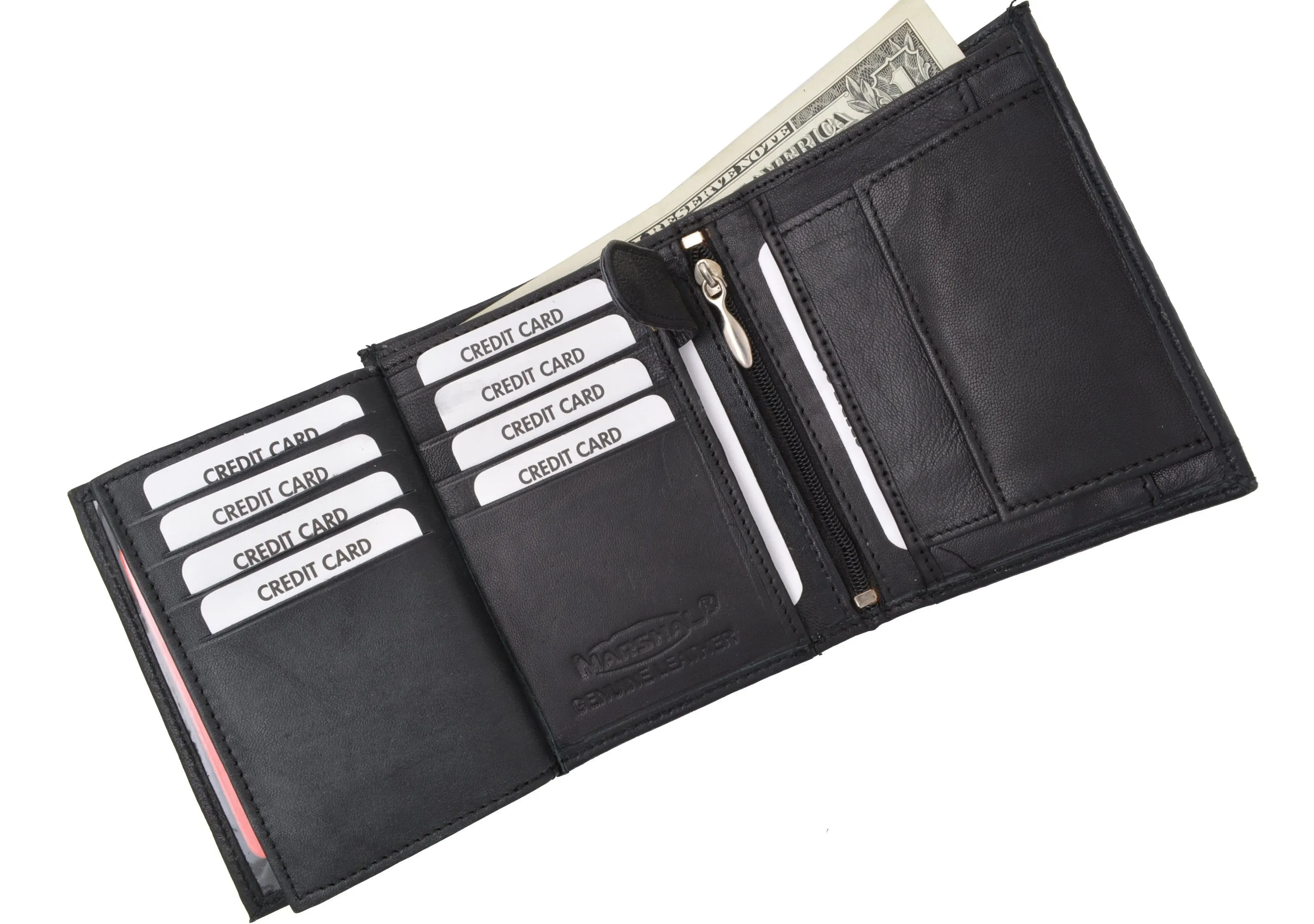 Crocodile Pattern RFID Blocking Premium Leather European Style Bifold Trifold Wallet with ID Window RFIDP518CR (C)
