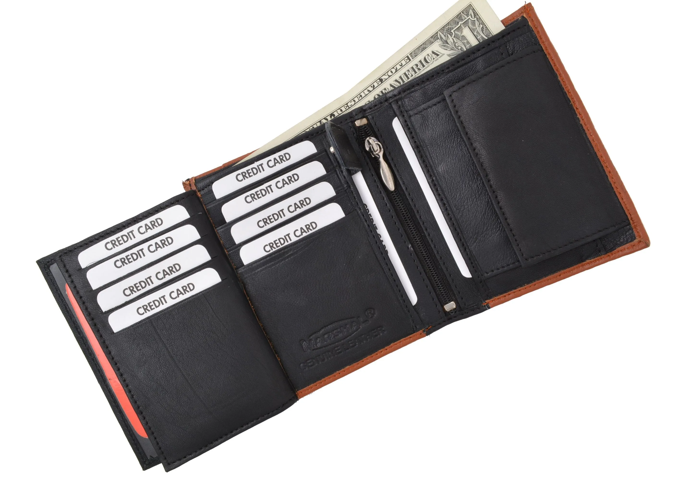Crocodile Pattern RFID Blocking Premium Leather European Style Bifold Trifold Wallet with ID Window RFIDP518CR (C)