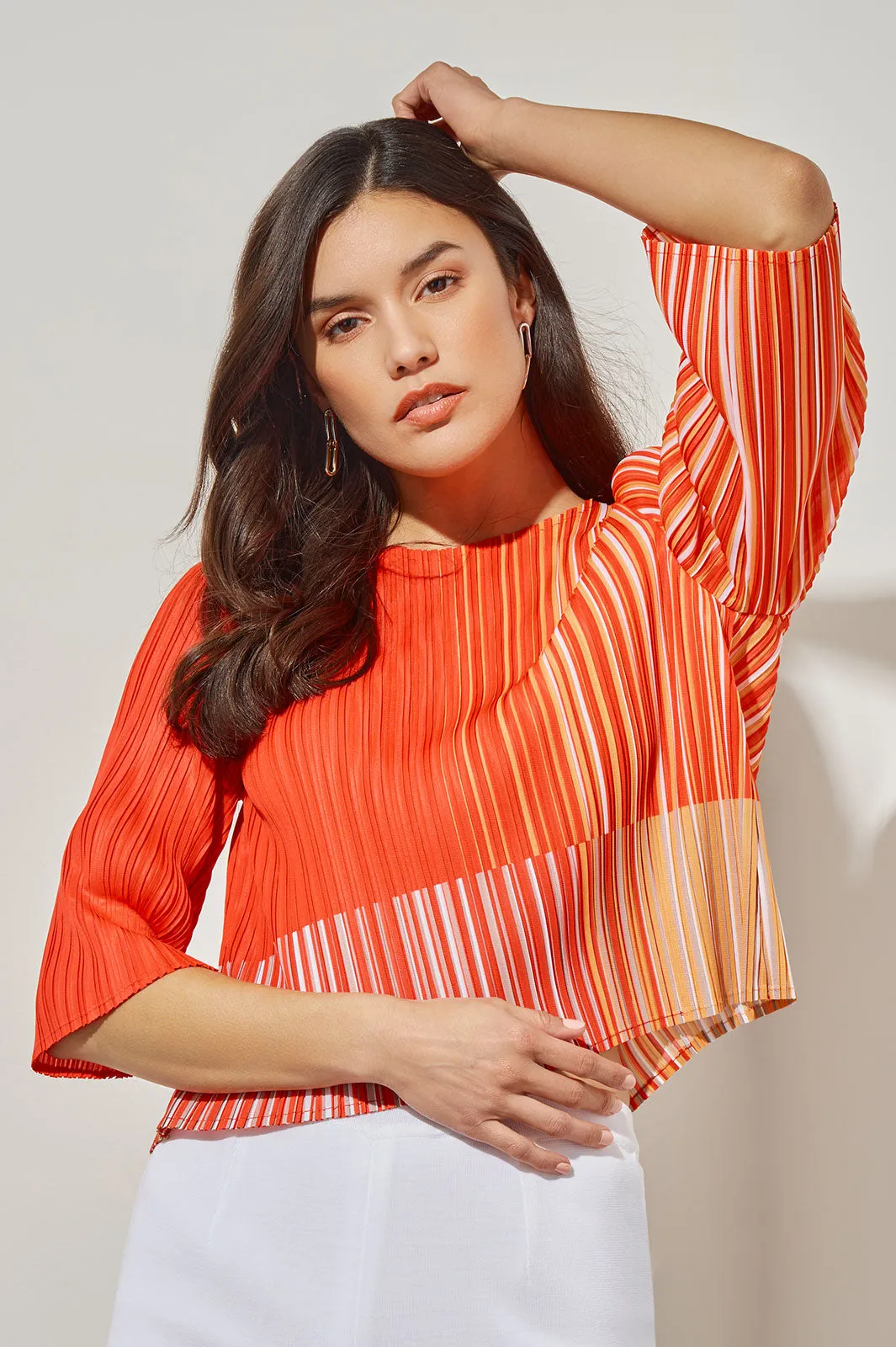 Cropped Blouse - Fine Pleat Crepe de Chine