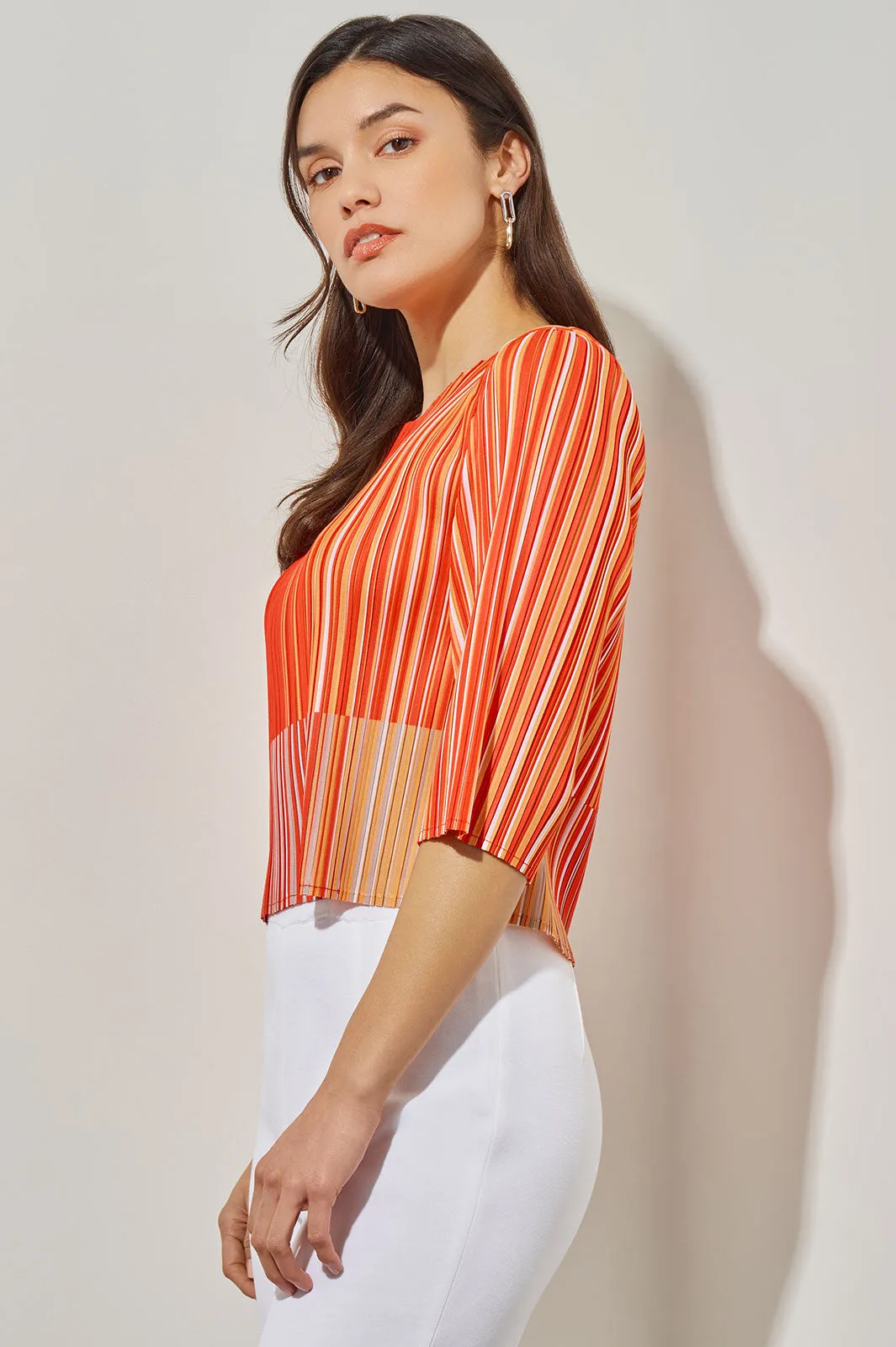 Cropped Blouse - Fine Pleat Crepe de Chine